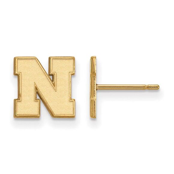 14k Gold Plated Silver University of Nebraska XS (Tiny) Post Earrings - Picture 1 of 3